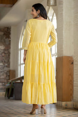 Yellow Mirror Embellishment Ethnic Gown - pacificexportsimports - #tag1#