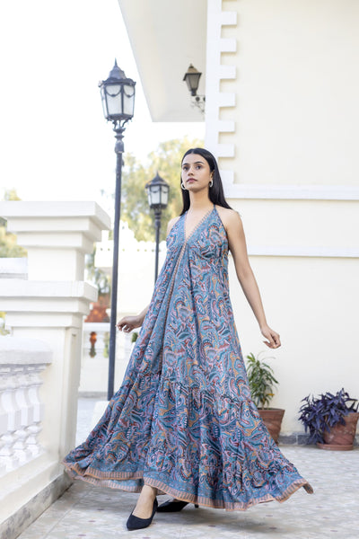 Buy Ibiza Style Boho Beach Fashion,maxi Long Bohemian Dress Made in Hand  Block Printed Cotton ,sun Flower Print,plus Size Boho Flower Dress, Online  in India 