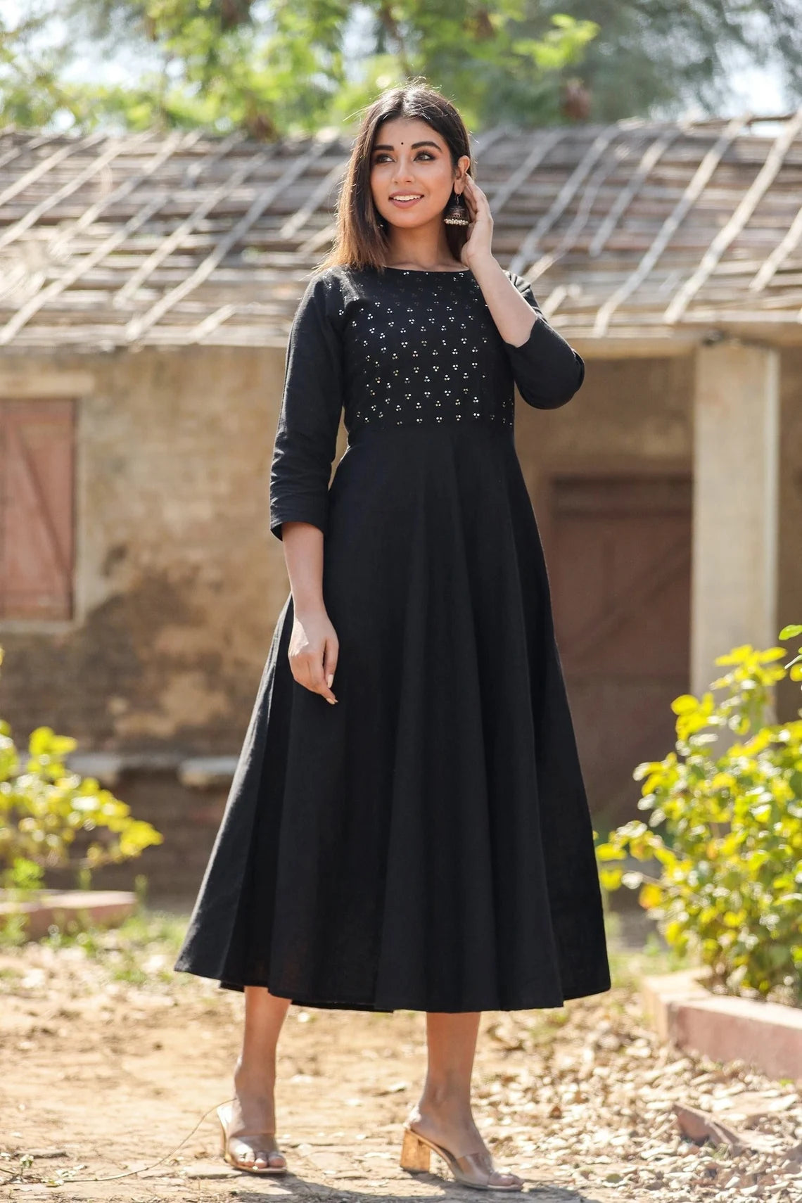 Black Color Digital Print Anarkali Gown – Amrutamfab