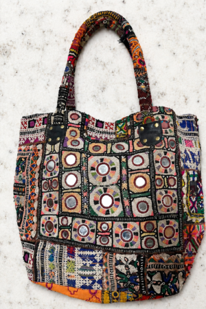 Boho Banjara Patchwork Crossbody Bag, Vintage Embroidery, Indian Tote