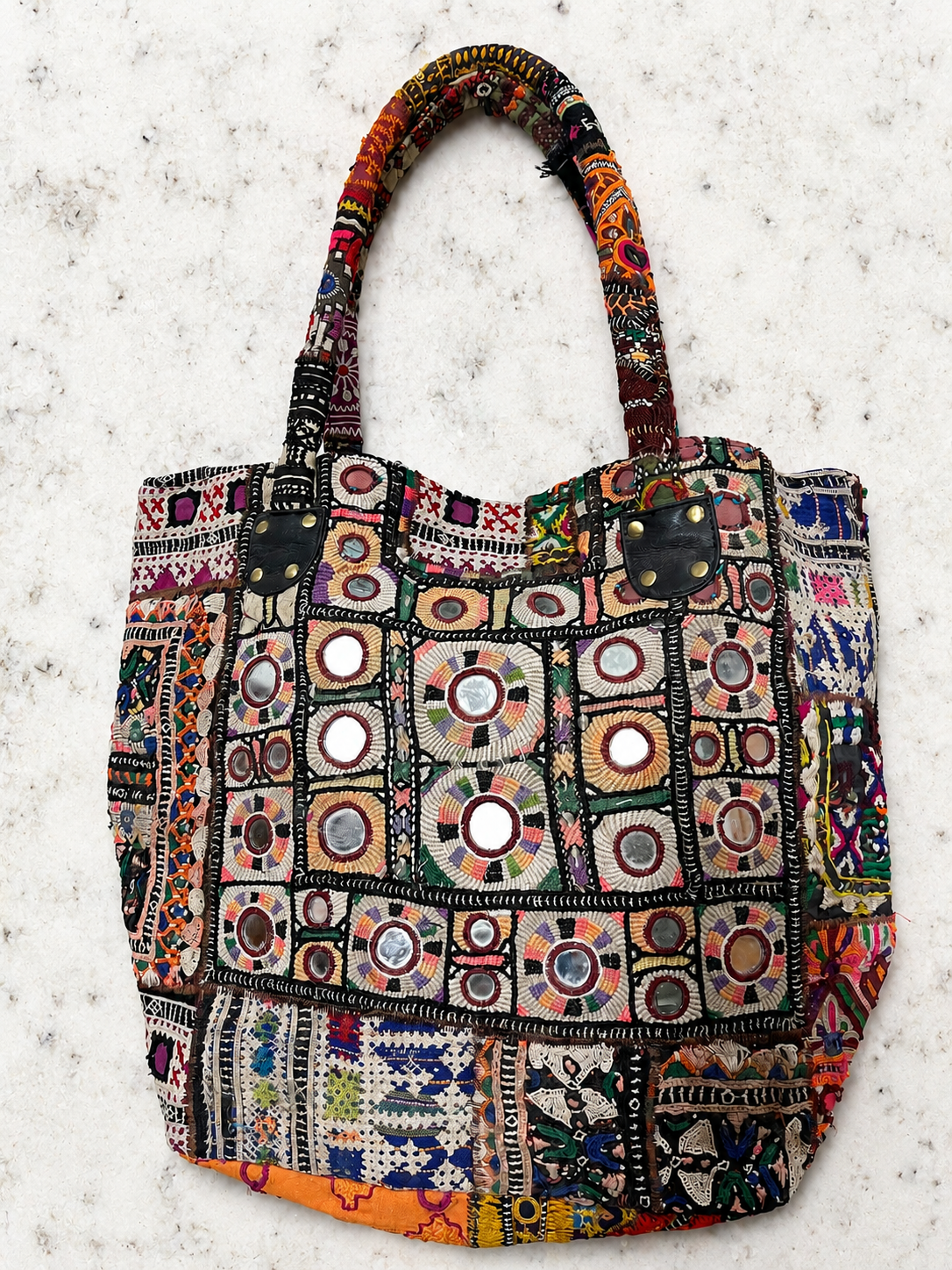 Boho Banjara Patchwork Crossbody Bag, Vintage Embroidery, Indian Tote