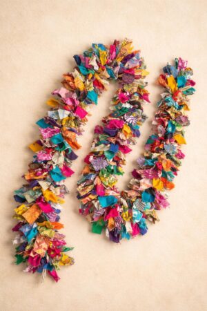 Recycled Sari Fabric Garland | Colorful Party Decoration | Boho Wedding Decor | Handmade Fabric Banner